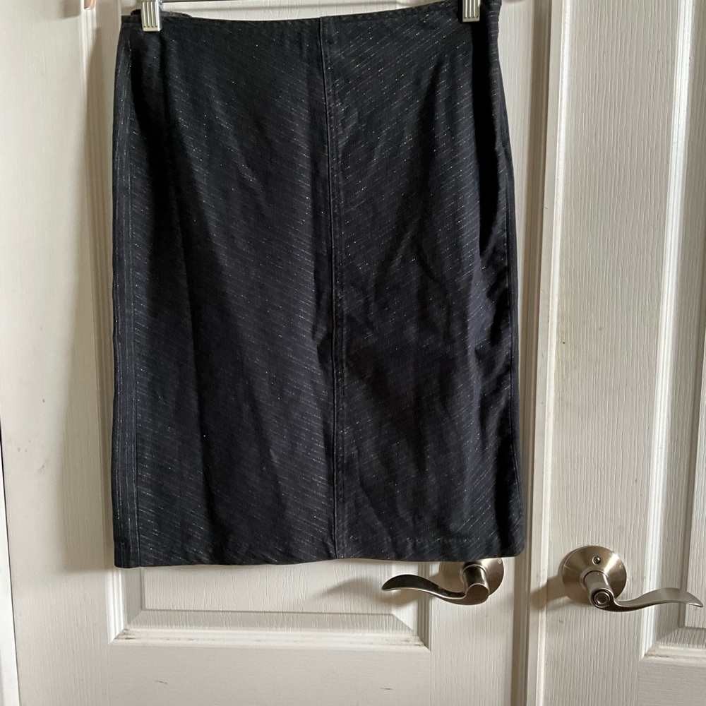 GAP Vintage Denim Knee-length‎ Pencil Skirt with Metallic Pinstripes